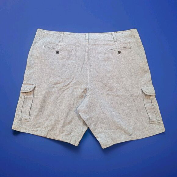 Claiborne Men's 44 Linen-Cotton 75/25 Blend Cargo Shorts Light Blue Flat front - Picture 2 of 7